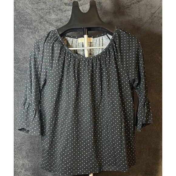 Michael Kors Black and White Polka Dot 3/4 Sleeve Sze M - Picture 2 of 8